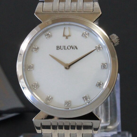 Bulova Ladies Regatta Quartz Watch MOP Dial 11 Diamond Indicese Classic 2 Hander - Picture 9 of 13